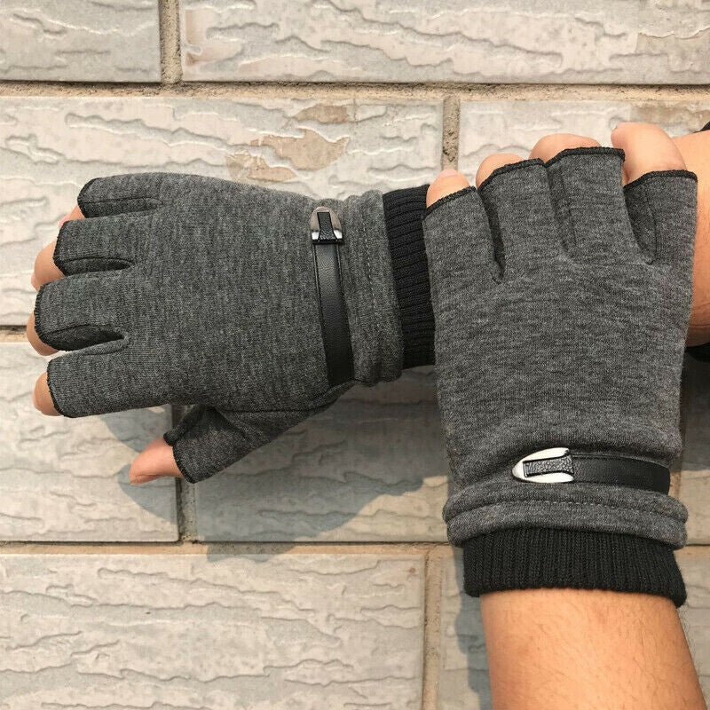 Mens Fingerless Gloves Magic Half Finger Winter Typing Touch Thermal Gloves Gift