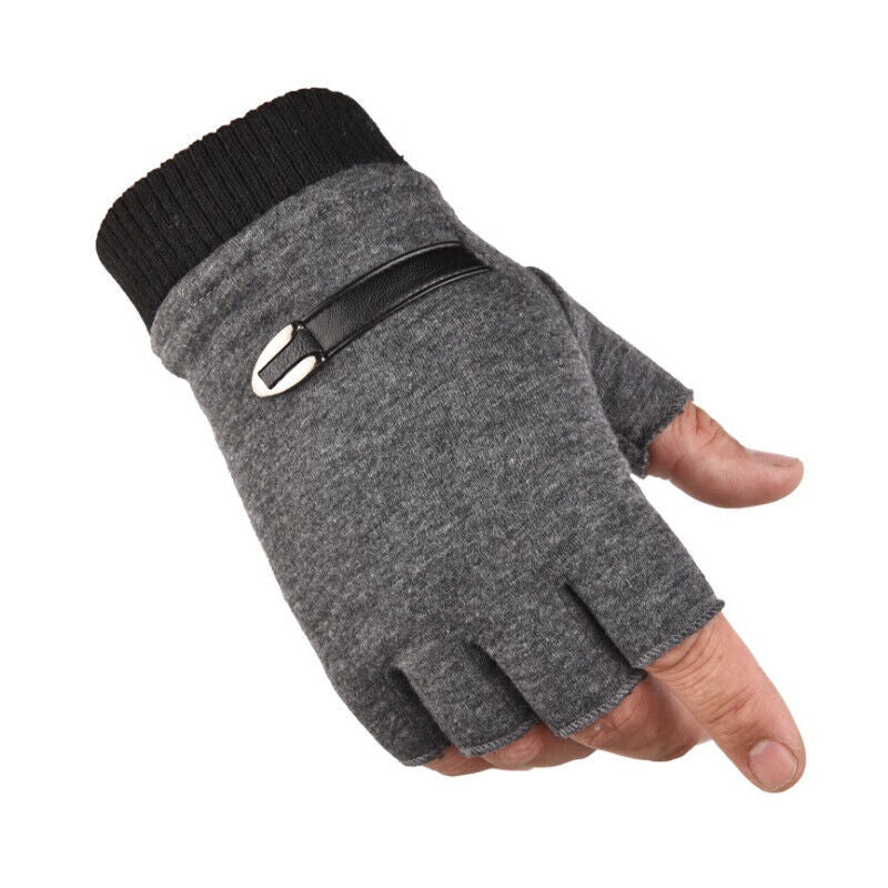Mens Fingerless Gloves Magic Half Finger Winter Typing Touch Thermal Gloves Gift