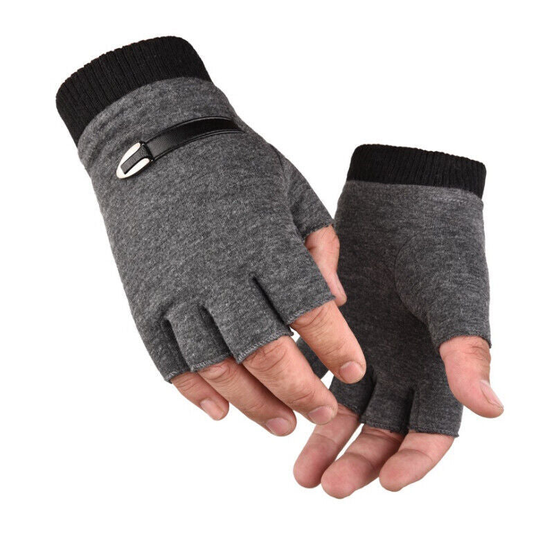 Mens Fingerless Gloves Magic Half Finger Winter Typing Touch Thermal Gloves Gift