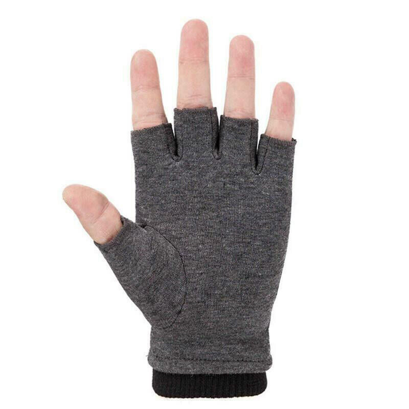 Mens Fingerless Gloves Magic Half Finger Winter Typing Touch Thermal Gloves Gift