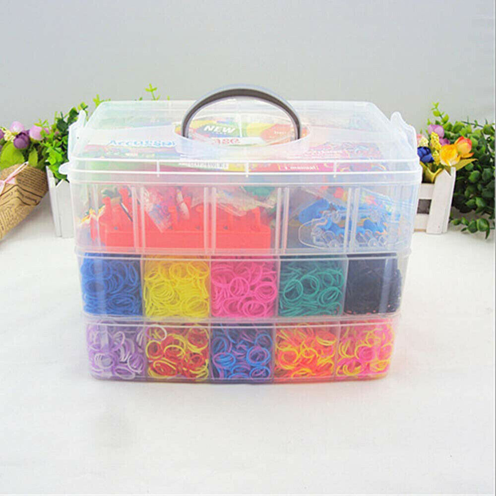 15000Pcs Kit Box Rubber Loom Bands Children Mult-color Make Woven Bracelet