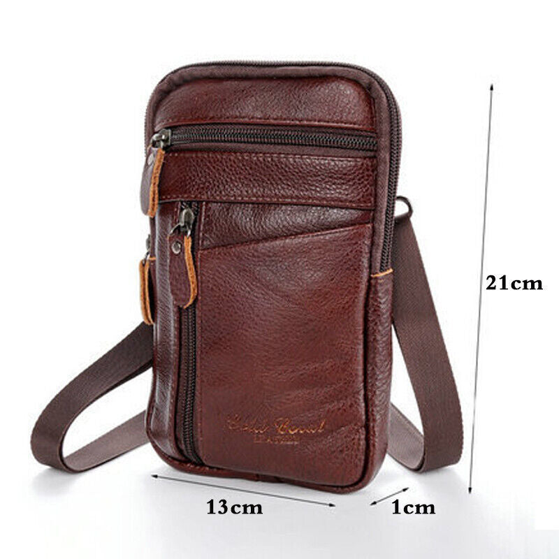 Men's Leather Fashion Phone Pouch Belt Bag Waist Crossbody Shoulder Pouch UK